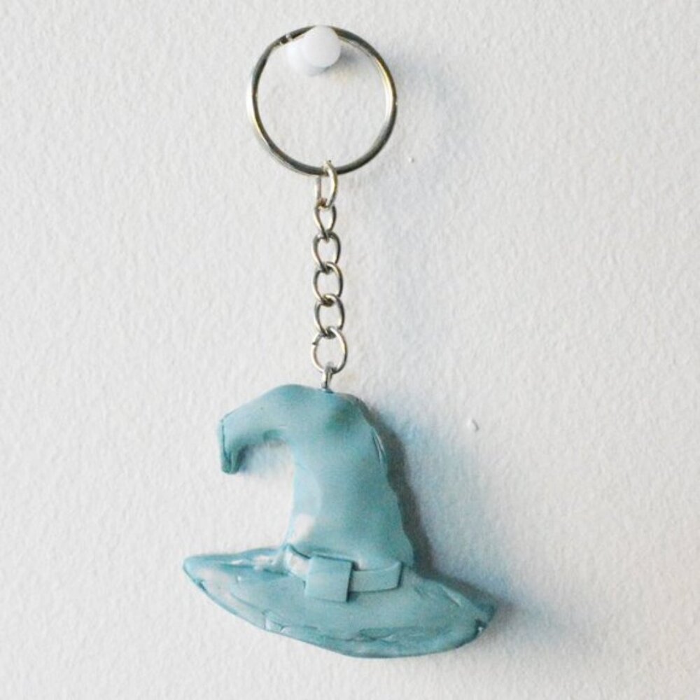 🧡 Handmade Halloween Witch Hat Keychain Sustainable Upcycled Accessory